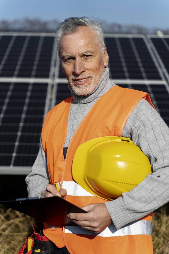 person-beside-solar-panels person beside solar panels